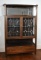 Antique Arts & Crafts Oak with Leaded Glass Curio or Doll Cabinet