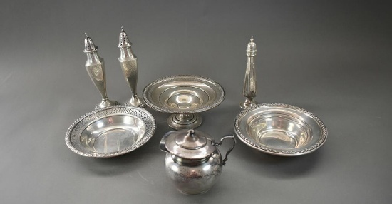 Lot of Seven Pieces Sterling Silver Hollowware: Rogers, Webster, Concord, & Other