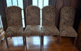 Set of Four Russet Paisley Upholstered Dining Chairs