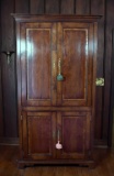 Banded Mahogany Blind Door Entertainment or Media Cabinet