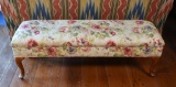 Queen Anne Style Floral Upholstered Bench