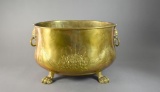 Large Mottahedeh Historic Reproduction Paw Footed Brass Two-Handled Planter, Lion Mask Handles