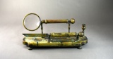 Antique Brass Desk Set, Magnifying Glass and Letter Opener on Stand