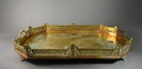Large Mottahedeh Chased Brass Tray with Gallery, India