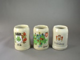 Three Vintage 0.5L European Stoneware Steins with Country Logos