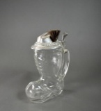 BMF Personalized “Jenny” Bierstiefel Glass Boot Stein with “Feathered” Lid