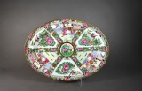 Antique Chinese Export Canton Porcelain Rose Medallion 16” Oval Platter