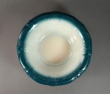 Antique Ironstone Round 10” Bowl with Teal Rim