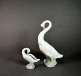 Two Nao LLadro Swans Bending Necks Porcelain Figurines