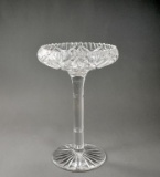 Antique American Brilliant Period Cut Glass Crystal Compote
