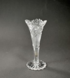 Small 5.5” Hand Cut Glass Trumpet Vase
