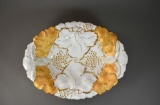 Large Meissen Porcelain Oval Platter with Gilt Leaf Detail