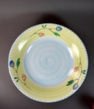 Villa Romana Large Italian Hand Painted Porcelain Bowl with Rose Design