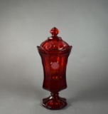Fostoria Ruby Coin Footed Covered Urn