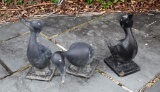 Set of Three Weathered Cast Iron Ducks