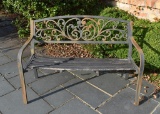 Weathered Cast Metal Garden Bench