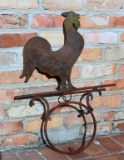 Weathered Metal Rooster Garden Decor