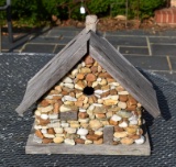 Rock and Weathered Wood Birdhouse