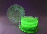 Lot of Uranium Green Depression Glass Plates & Serving Dishes