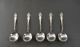 Five Sterling Silver Cream Cream Soup Spoons