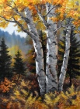 Russell Norberg (American 1933-2022) Autumn Birch, Watercolor, Signed Lower Right