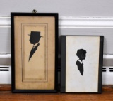 Two Vintage Early 20th C. Silhouette Vignettes-- Man and Girl