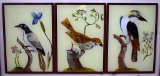 Vintage Tray with Three Reverse Painted Birds