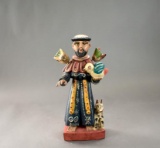 Juan & Carolina Hand Painted Saint Francis Carved Wooden Statuette “Faithful Servant”, Guatemala
