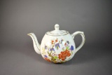 Wood & Sons Ellgreave Ironstone Teapot with Floral Design & Gilt Accents