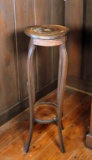 Vintage Sunburst Inlay Mahogany Plant Stand