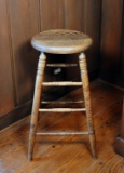 Antique Turned Leg Sturdy Chestnut Stool