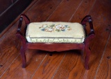 Vintage Embroidery Seat Footstool