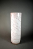 Modern Purple/Pink & White 15” Vase, Handblown with Ground Pontil Mark