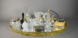 Vintage Collection of Vintage Perfume Bottles & Vanity Items on Mirrored Tray