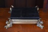 Empire Style Gilt Brass Mounted Black Marble Plinth with Griffin Feet