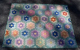 Vintage Grandmother's Flower Garden Hand Stitched Quilt