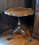 Georgian Style Pie Crust Table with Reeded Pedestal and Ball & Claw Feet