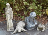 Lot of 4 Garden Decor Concrete Statues
