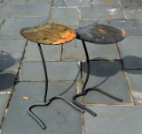 Weathered Wrought Metal Lily Pad Side Tables