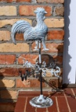Weathered Metal Rooster Weathervane Garden Decor