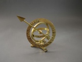 Brass Desktop Armillary Sphere Globe Sundial with Arrow and Roman Numerals