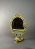 Vintage Ornate Tilting Oval Vanity / Dresser Mirror