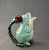 Whimsical Majolica Hand-Painted Frog Pitcher