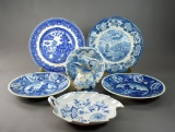 Lot of 7 Blue & White Dishes: Meissen Blue Onion,  Boch Delft, Royal Wessex, Royal Warwick, & Japan