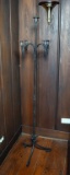 Antique Wrought Iron Five Light Floor Candelabra