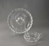Fostoria Clear Coin Glass Cigar Ashtray & Nappy Dish