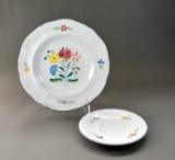 Herend Village Pottery “Herend Bouquet” Hand Painted Dinner Plate & Saucer