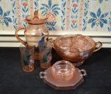 Lot of Pink Depression Glass