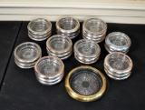 Lot of Silver Plate Glass Coasters