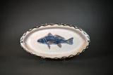 Silver Dew Pottery Fish Platter, Daufuskie Island SC, 2000 Signed Robert & Emily Burn